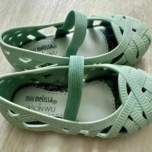 Mini Melissa x Jason Wu Kids baby toddler  Mint Green Ballet Flats Size 6 - Picture 2 of 7
